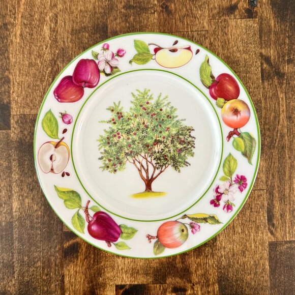 Vintage St. Martin Email de Limoges 'Apple Tree' 7.5" Salad Plate - Picture 1 of 5
